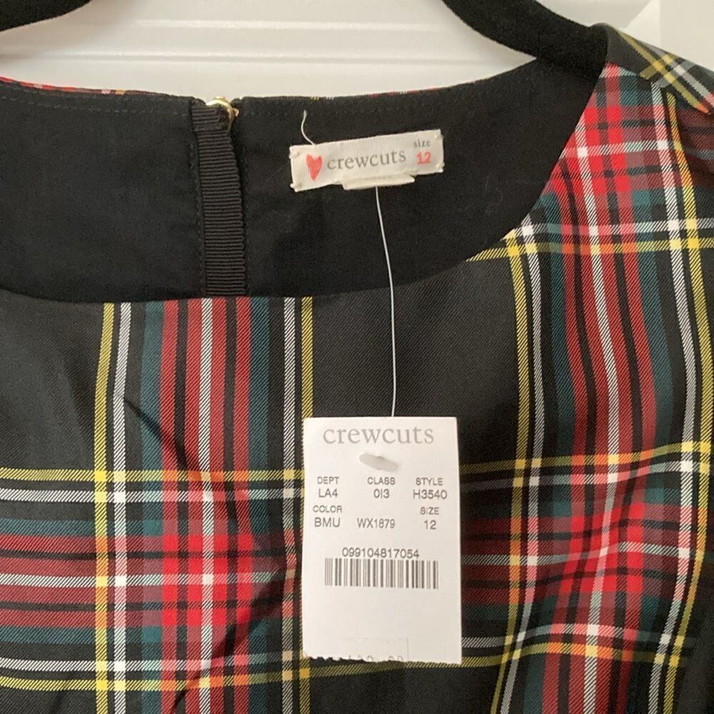 NEW! Crewcuts Girls Size 12 NWT Green Plaid Dress Unworn W/ Tags Attached